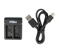 vhbw Chargeur Micro-USB double compatible avec GoPro Hero 3 III White Edition caméra caméscope action-cam + câble Micro-USB + témoin de charge