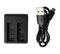 vhbw Chargeur Micro-USB double compatible avec Rollei Actioncam 300 Plus, 220, 300 caméra caméscope action-cam + câble Micro-USB + témoin de charge