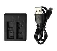vhbw Chargeur Micro-USB Double Compatible avec Rollei Actioncam 415, 372, 330, 310 caméra caméscope Action-cam + câble Micro-USB + témoin de Charge