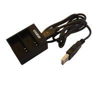 vhbw Chargeur USB double compatible avec COOAU SPC01, SPC05, SPC06, SPC02, SPC03 caméra caméscope action-cam + témoin de charge 4,2 V