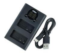 vhbw Chargeur USB Double Compatible avec Panasonic Lumix DMC-G5K, DMC-FZ200K, DMC-FZ330, DMC-G6 caméra Action-cam + témoin de Charge