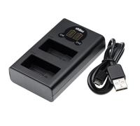 vhbw Chargeur USB double remplacement pour Panasonic DE-A80, DE-A79BB, DMW-BTC12 pour caméra action-cam + témoin de charge