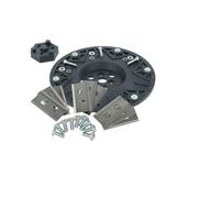 vhbw Kit d'accessoires remplacement pour Kress 59002471 pour tondeuse à gazon - 9x lame + vis, 1x disque porte-lame, noir / argenté