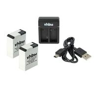 vhbw Kit de Chargement Compatible avec GoPro AHDBT-201, AHDBT-301, AHDBT-302 Action-cam - 2X Batteries + Chargeur Double