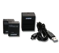 vhbw Kit de chargement compatible avec GoPro Hero 3 Black Edition, CHDHN-301, CHDHX-301 action-cam - 2x batteries + chargeur double