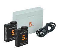 vhbw Kit de Recharge Compatible avec DJI Osmo Action 3, Osmo Action 4 Appareil Photo - 2X Batterie, 1x Station de Charge avec câble USB