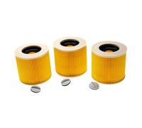 vhbw Lot de 3x filtres à cartouche compatible avec Kärcher SE 4001 Injecteur Extracteur, SE 4001 aspirateur à sec ou humide - Filtre plissé, jaune
