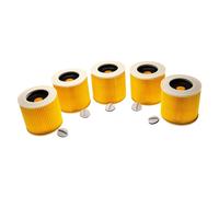 vhbw Lot de 5x filtres à cartouche compatible avec Kärcher MV2, K 2301, K 2901 F, K 4000 TE aspirateur à sec ou humide - Filtre plissé, jaune