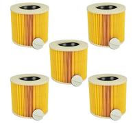 vhbw Lot de 5x filtres à cartouche compatible avec Kärcher NT 27/1 ME Professional, NT 27/1 aspirateur à sec ou humide - Filtre plissé, jaune
