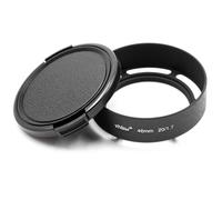 vhbw Pare-soleil compatible avec Panasonic Lumix G 14mm f/2.5 ASPH - Cache grand-angle + couvercle noir, plastique / métal, rond
