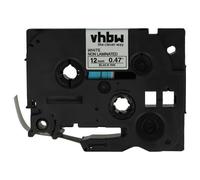 vhbw Ruban compatible avec Brother P-Touch D200G, D200DR, D200DA, D200BW imprimante d'étiquettes 8m x 12mm Noir sur Blanc, plastique