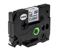 vhbw Ruban compatible avec Brother PT 1000, 1090, 1080, 1010 imprimante d'étiquettes 8m x 6mm Noir sur Transparent paillettes, laminée