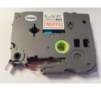 vhbw Ruban compatible avec Brother PT 1000, 1200, 1090, 1080, 1010, série 1000 imprimante d'étiquettes 8m x 9mm Rouge sur Blanc, plastique