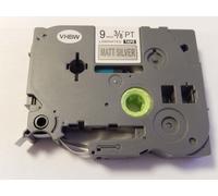 vhbw Ruban compatible avec Brother PT 1800E, 1290VP, 1830VP, 1290DT, 1800, 1750, 1290 imprimante d'étiquettes 9mm Noir sur Argent mat