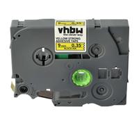 vhbw Ruban compatible avec Brother PT 2450, 2420PC, 2430PC, 2430PC imprimante d'étiquettes 8m x 9mm Noir sur Jaune, extraforte, laminée