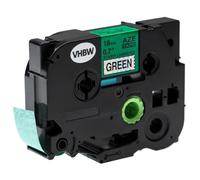 vhbw Ruban compatible avec Brother PT 2470, 2460, 2450 CC, 2450 DX imprimante d'étiquettes 8m x 18mm Noir sur Vert paillettes, laminée