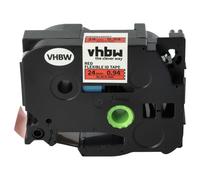 vhbw Ruban compatible avec Brother PT 2480, 2470, 2460, 2450CC, 2450DX imprimante d'étiquettes 8m x 24mm Noir sur Rouge, flexible, laminée