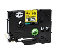 vhbw Ruban compatible avec Brother PT 2480, 2500, 2500C, 2500PC, 2600 imprimante d'étiquettes 8m x 12mm Noir sur Jaune paillettes, laminée