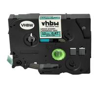 vhbw Ruban compatible avec Brother PT 2480, 2500, 2500C, 2500PC, 2600 imprimante d'étiquettes 8m x 12mm Noir sur Vert paillettes, laminée