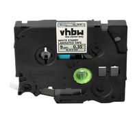 vhbw Ruban compatible avec Brother PT 9600, D450, D400, D400VP imprimante d'étiquettes 8m x 9mm Noir sur Blanc paillettes, laminée