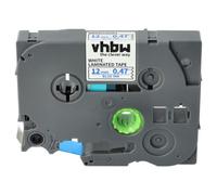 vhbw Ruban compatible avec Brother PT D200BW, D200DA, D200DR, D200G, D200KT, D200MA, D200SA imprimante d'étiquettes 8m x 12mm Bleu sur Blanc