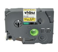 vhbw Ruban compatible avec Brother PT D200BW, D200DA, D200DR, D200G, D200KT imprimante d'étiquettes 8m x 12mm Noir sur Jaune, flexible