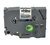 vhbw Ruban compatible avec Brother PT D210, D210BK, D201, D201CS, D202 imprimante d'étiquettes 8m x 12mm Noir sur Argent, laminée