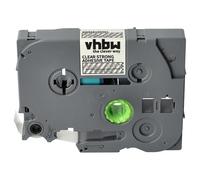 vhbw Ruban compatible avec Brother PT D210VP, D215e, D210BK imprimante d'étiquettes 8m x 12mm Blanc sur Transparent, extraforte, laminée