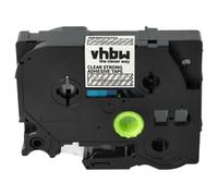 vhbw Ruban compatible avec Brother PT D400, D400AD, D400VP imprimante d'étiquettes 8m x 18mm Blanc sur Transparent, extraforte, laminée