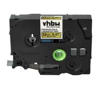vhbw Ruban compatible avec Brother PT D410, D610BTVP, D410VP, D460BTVP imprimante d'étiquettes 5m x 12mm Noir sur Or premium, laminée