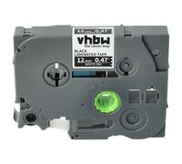 vhbw Ruban compatible avec Brother PT D450, D450VP, D210BK, D400, D400VP, D210VP, D215e imprimante d'étiquettes 8m x 12mm Blanc sur Noir