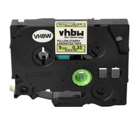 vhbw Ruban compatible avec Brother PT D600, D450, D450VP, D400, D400VP imprimante d'étiquettes 8m x 9mm Noir sur Jaune paillettes, laminée