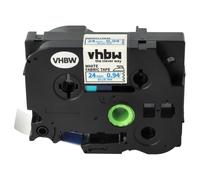 vhbw Ruban compatible avec Brother PT D600, D600VP, D450, D450VP, E100 imprimante d'étiquettes 3m x 24mm Bleu sur Blanc, thermocollant