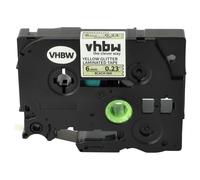 vhbw Ruban compatible avec Brother PT D600VP, H100LB, E100, E100VP imprimante d'étiquettes 8m x 6mm Noir sur Jaune paillettes, laminée