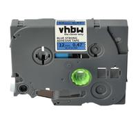 vhbw Ruban compatible avec Brother PT E300VP, E300, E115, E200 imprimante d'étiquettes 8m x 12mm Noir sur Bleu, extraforte, laminée