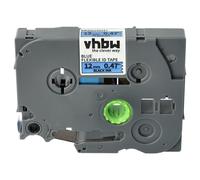vhbw Ruban compatible avec Brother PT E300VP, E500, E500VP, E550W imprimante d'étiquettes 8m x 12mm Noir sur Bleu, flexible, laminée