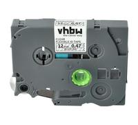 vhbw Ruban compatible avec Brother PT E500VP, E300VP, E500 imprimante d'étiquettes 8m x 12mm Noir sur Transparent, flexible, laminée
