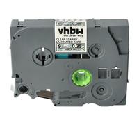 vhbw Ruban compatible avec Brother PT H100LB, H100R, E100VP imprimante d'étiquettes 8m x 9mm Noir sur Transparent paillettes, laminée