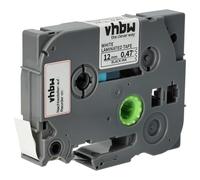 vhbw Ruban compatible avec Brother PT H101C, H101GB, H101, H100LB, H100R, H100P imprimante d'étiquettes 4m x 12mm Noir sur Blanc, laminée