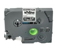vhbw Ruban compatible avec Brother PT H107B, H108, H108GT, H110BK, H200, H105VP, H110 imprimante d'étiquettes 8m x 12mm Blanc sur Noir