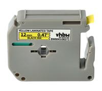 vhbw Ruban compatible avec Brother PT PT-90, PT-85, PT-80SCCP, PT-80, PT-M95 imprimante d'étiquettes 12mm Noir sur Jaune