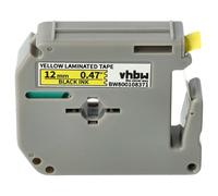 vhbw Ruban compatible avec Brother PT PT-90, PT-M95 imprimante d'étiquettes 8m x 12mm Noir sur Jaune