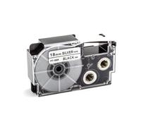 vhbw Ruban compatible avec Casio KL-130, KL-120, KL-100E, KL-1500, CW-L300 imprimante d'étiquettes 18mm Noir sur Argent, pet+ RESIN