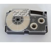 vhbw Ruban compatible avec Casio KL-130, KL-200, KL-120, KL-100E, KL-1500, CW-L300 imprimante d'étiquettes 12mm Noir sur Transparent