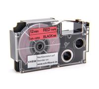 vhbw Ruban compatible avec Casio KL-130, KL-200, KL-2000, KL-120, KL-100E, KL-1500, CW-L300 imprimante d'étiquettes 12mm Noir sur Rouge
