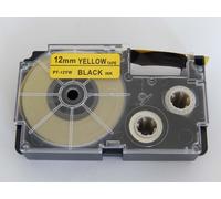 vhbw Ruban compatible avec Casio KL-130, KL-200, KL-2000, KL-120, KL-100E, KL-1500, CW-L300 imprimante d'étiquettes 12mm Noir sur Jaune