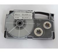 vhbw Ruban compatible avec Casio KL-200, KL-130, KL-100E, KL-120, KL-1500, CW-L300 imprimante d'étiquettes 8m x 6mm Noir sur Argent