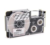 vhbw Ruban compatible avec Casio KL-200, KL-130, KL-100E, KL-120, KL-1500, CW-L300 imprimante d'étiquettes 8m x 9mm Noir sur Transparent