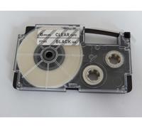 vhbw Ruban compatible avec Casio KL-200, KL-130, KL-100E, KL-120, KL-1500, CW-L300 imprimante d'étiquettes 8m x 6mm Noir sur Transparent