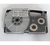 vhbw Ruban compatible avec Casio KL-2000, KL-300, KL-70E, KL-200E, KL-60, KL-7000 imprimante d'étiquettes 8m x 9mm Noir sur Argent